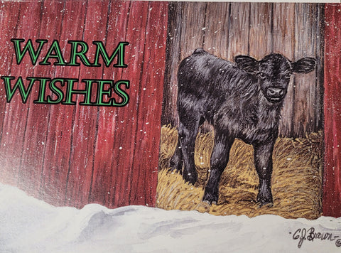 CJ Brown Christmas Card  "Warm Wishes” Black Calf