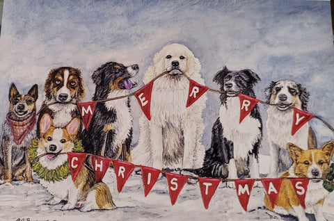 CJ Brown Christmas Card  "The Christmas Choir” Dogs