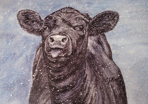 CJ Brown Christmas Card  "Kisses From Heaven" Black Cow