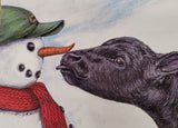 CJ Brown "Face To Face" Black Cow Christmas Card