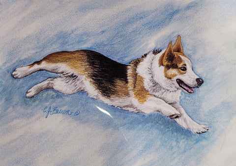 CJ Brown “When Corgis Fly” Notecard