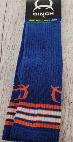 Cinch Men's Orange & Blue Boot Sock