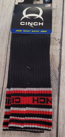 Cinch Men's Black & Red Boot Socks