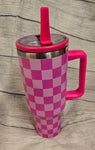Pink Checked Tumbler 40 Oz