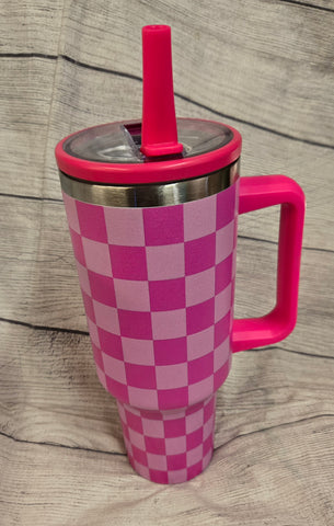 Pink Checked Tumbler 40 Oz