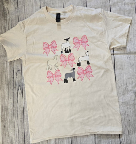 Cream Lamb & Bows Tee