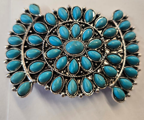 Turquoise Flower Blossom Pin