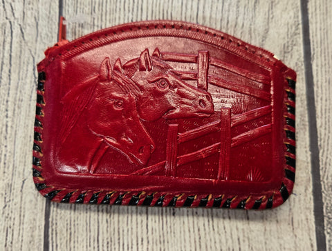 Red Leather Coin Purse