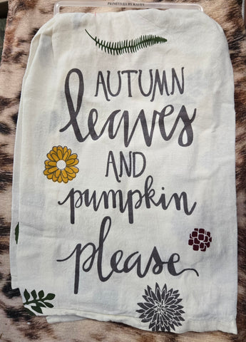 Dish Towel-Autumn Leaves & Pumpkins