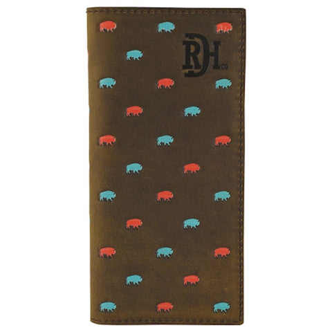 Red Dirt Hat Co Turquoise & Coral Bison Pattern Rodeo Wallet