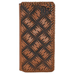 Red Dirt XL Basketweave Tooling Laced Leather Edge Rodeo Wallet