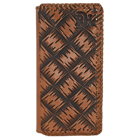 Red Dirt XL Basketweave Tooling Laced Leather Edge Rodeo Wallet
