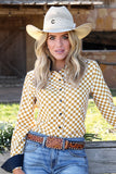 Cruel Women's Gold & White Checkered Shirt