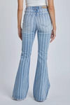 Cello Ultra Striped Ultra High Rise Flare Leg Jeans