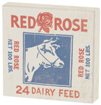 Red Rose Dairy Cow Feed Sack Canvas Box Sign