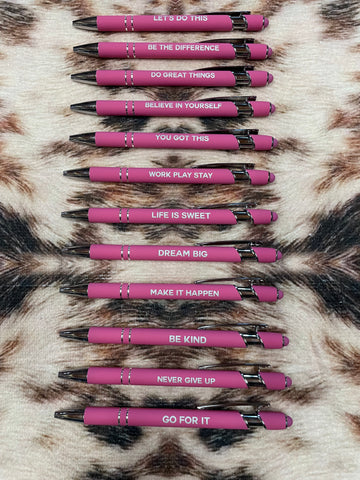 Assorted Pink Positive Affirmation Styles Pens