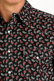 Cinch Men's Modern Fit Black Paisley Print Shirt