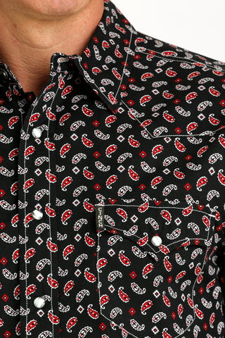 Cinch Men's Modern Fit Black Paisley Print Shirt L Cinch Men's Modern Fit Black Paisley Print Shirt L