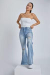 Cello Ultra Striped Ultra High Rise Flare Leg Jeans