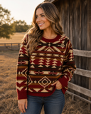 Southwestern Print Women's Button Sweater