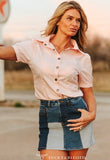 Lucky and Blessed Soft Pink Concho Button Down Puff Short Sleeve