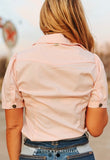 Lucky and Blessed Soft Pink Concho Button Down Puff Short Sleeve