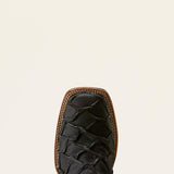 Riverside Wide Square Toe Cowboy Boot in BLACK BASS PRINT|BAYOU BLACK