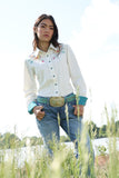 Cruel Women’s White Floral Embroidered Shirt