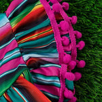 Hot Pink Serape Printed Tunic w/ Pom Poms