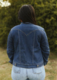 Classic Dark Wash Denim Western Yoke Jacket