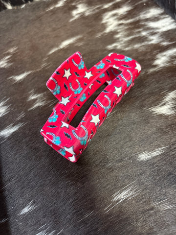 Pink Western Style Hair Claw Clip