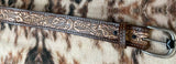 Natural Brown Leather Tooled Flower Belt