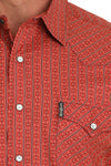 Cinch Men's Modern Fit Red Striped Shirt