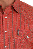 Cinch Men's Modern Fit Red Striped Shirt