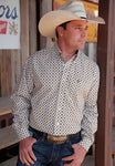 Cinch Men’s Olive Gold & White Geo Print Shirt