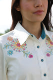 Cruel Women’s White Floral Embroidered Shirt