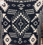 Cream & Black Aztec Knit Blanket