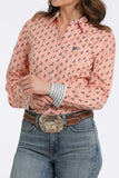 Cinch Women’s Orange Palm Tree Print Shirt
