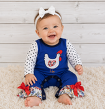 Polka Dot Chicken Appliqué Romper