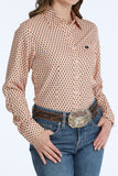 Cinch Peach Geo Print Shirt