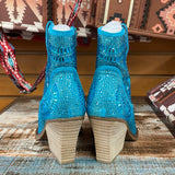 Very G Maze Sparkly Bootie-Turquoise