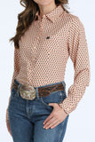 Cinch Peach Geo Print Shirt
