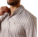 Ariat Men's Taupe Grey Southwest Geo Print Polo