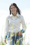 Cruel Women’s White Floral Embroidered Shirt