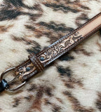 Natural Brown Tooled Name Belt