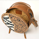 American Darling Round White Saddle Blanket Tooled Purse