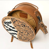 American Darling Round White Saddle Blanket Tooled Purse