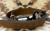 Distressed Brown Leather Stitched Belt