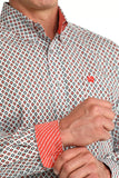 Cinch Men’s Red & Grey Geo Print Shirt