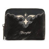 Wrangler Genuine Hair-On Cowhide Zip-Around Wallet - Black